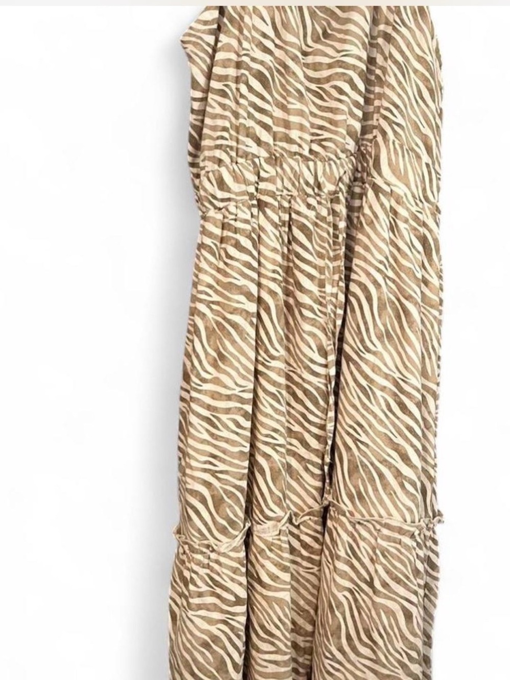 Striped Animal-Print Maxi Dress in Beige and Brown
